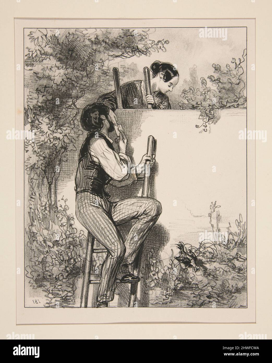 Fate que je voye apres mon poulet…. Artiste : Paul Gavarni, français, 1804–1866 Banque D'Images