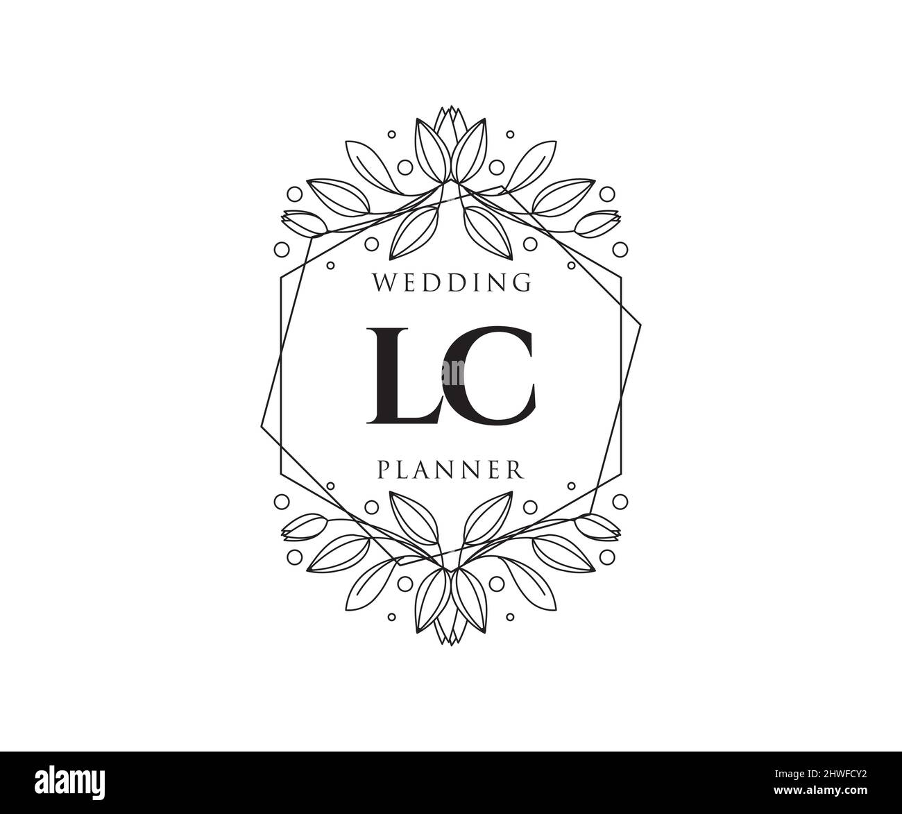 Lettre initiale LC mariage monogramme collection de logos, dessin à la main moderne minimaliste et modèles floraux pour cartes d'invitation, Save the Date, élégant Illustration de Vecteur