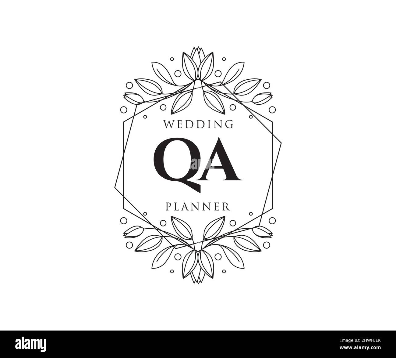 QA initiales lettre mariage monogramme collection de logos, dessin à la main moderne minimaliste et modèles floraux pour cartes d'invitation, Save the Date, élégant Illustration de Vecteur