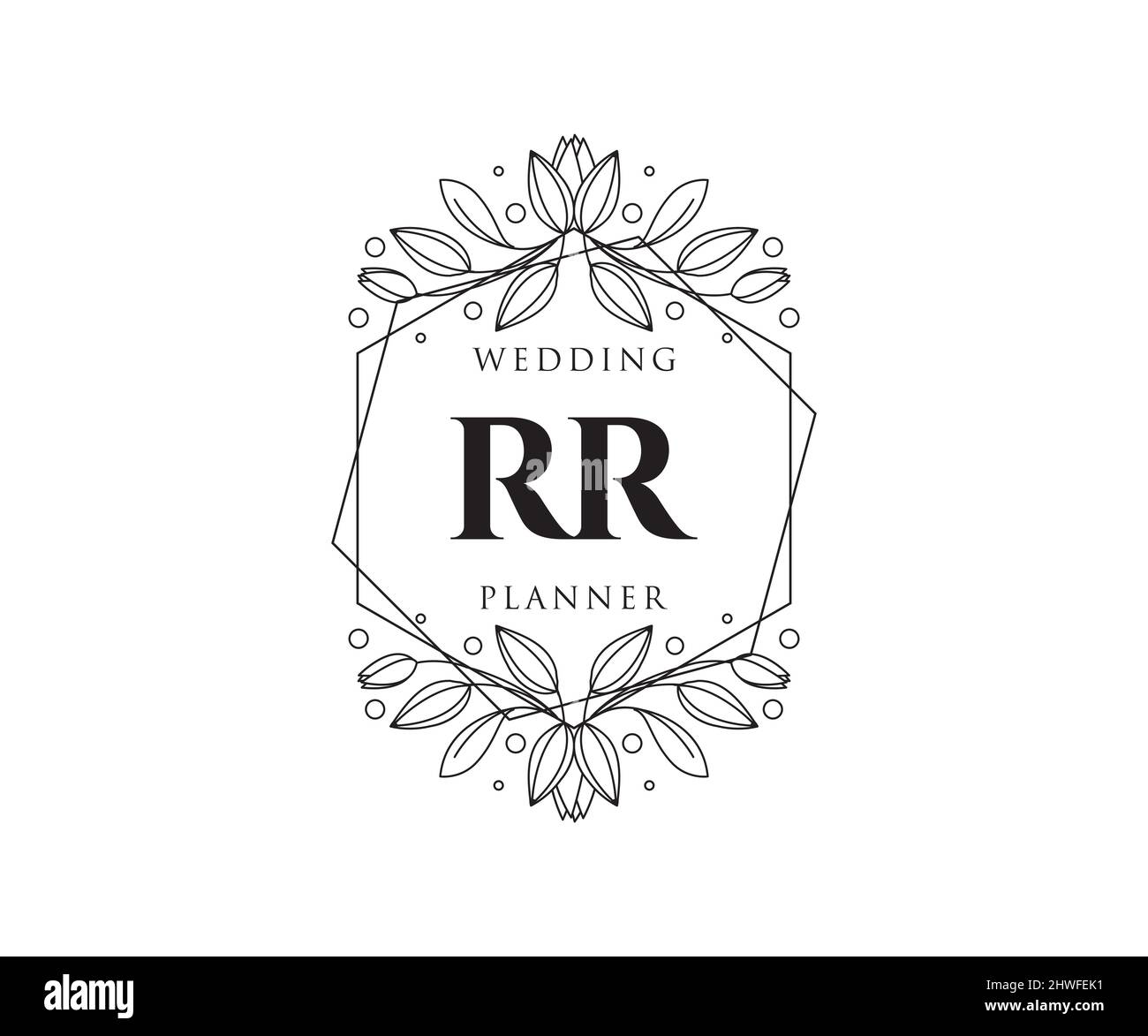 RR initiales lettre mariage monogramme logos collection, dessin à la main moderne minimaliste et modèles floraux pour cartes d'invitation, Save the Date, élégant Illustration de Vecteur