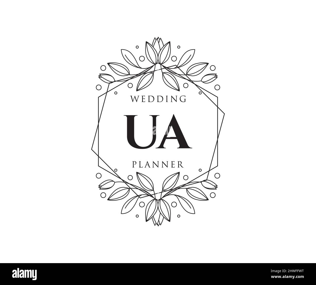 UA initiales lettre mariage monogramme logos collection, dessin à la main moderne minimaliste et modèles floraux pour cartes d'invitation, Save the Date, élégant Illustration de Vecteur