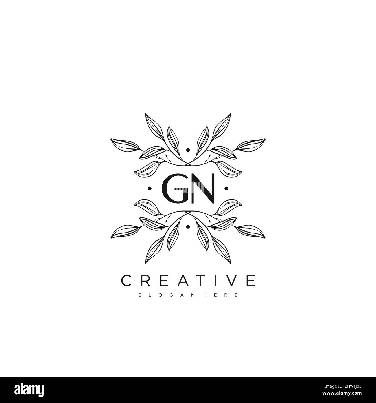 GN lettre initiale Flower logo Template Vector Premium Vector Illustration de Vecteur