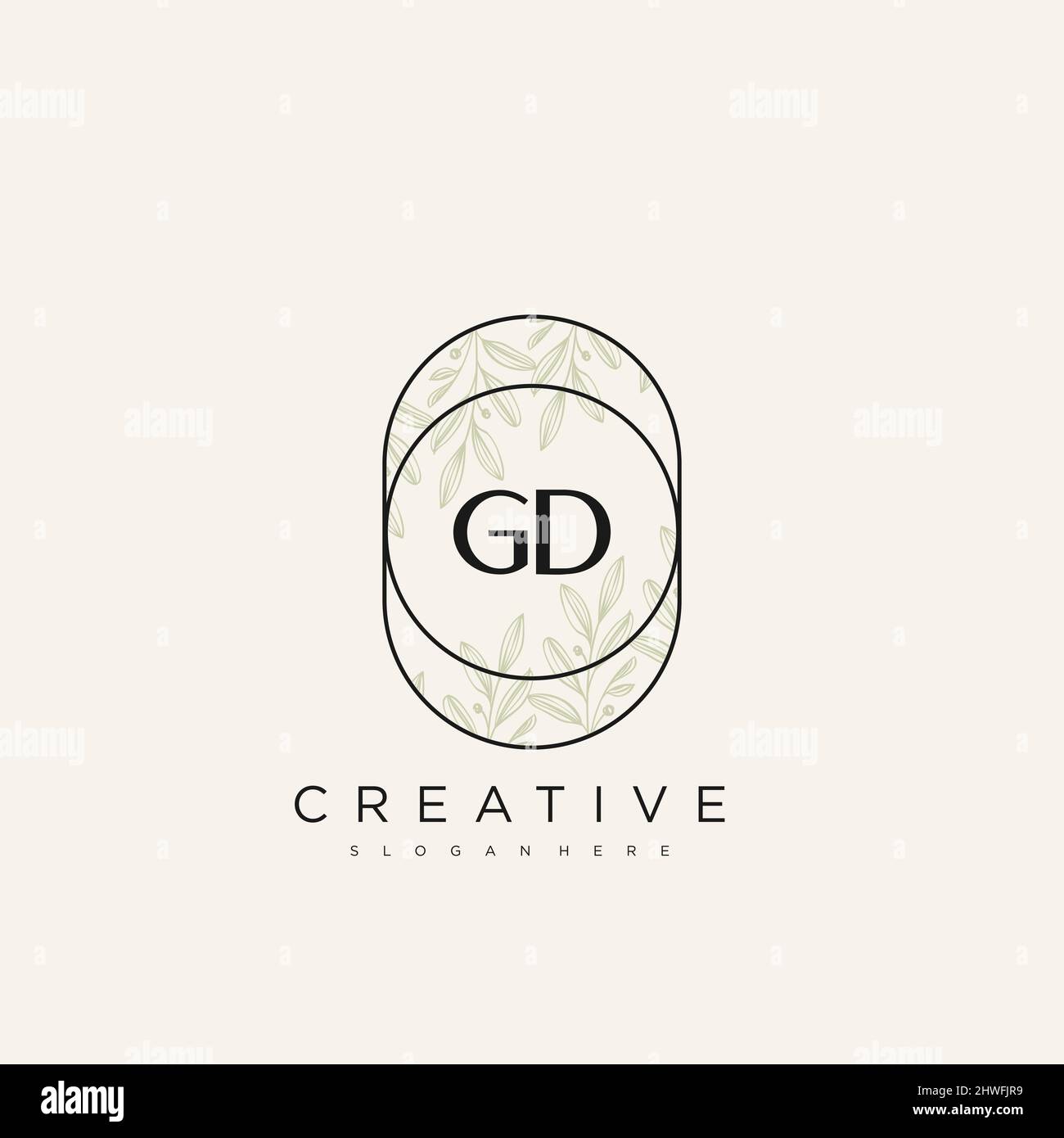 Modèle de logo de fleur de lettre initiale GD Vector Premium Illustration de Vecteur