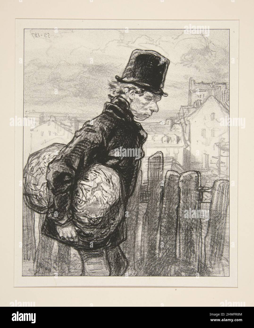 Le maître d’harmonie de ma fille a raison: Son frac est trop grand dans les dos. Artiste : Paul Gavarni, français, 1804–1866 Banque D'Images