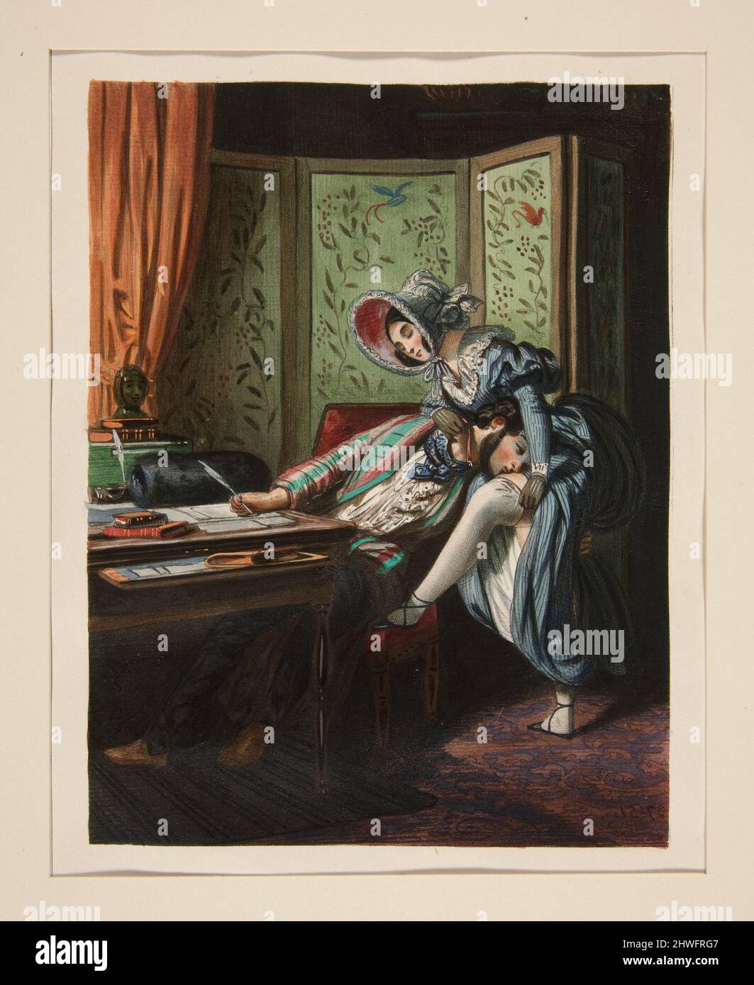 DISTRACTION. Artiste : Paul Gavarni, français, 1804–1866 Banque D'Images