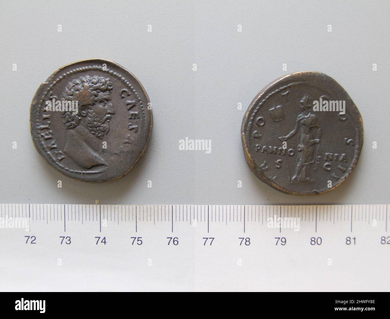 Sestertius de Lucius Aelius César de Rome. Souverain: Lucius Aelius Caesar, A.D. 101–138, règle 136–38 monnaie: Rome Banque D'Images