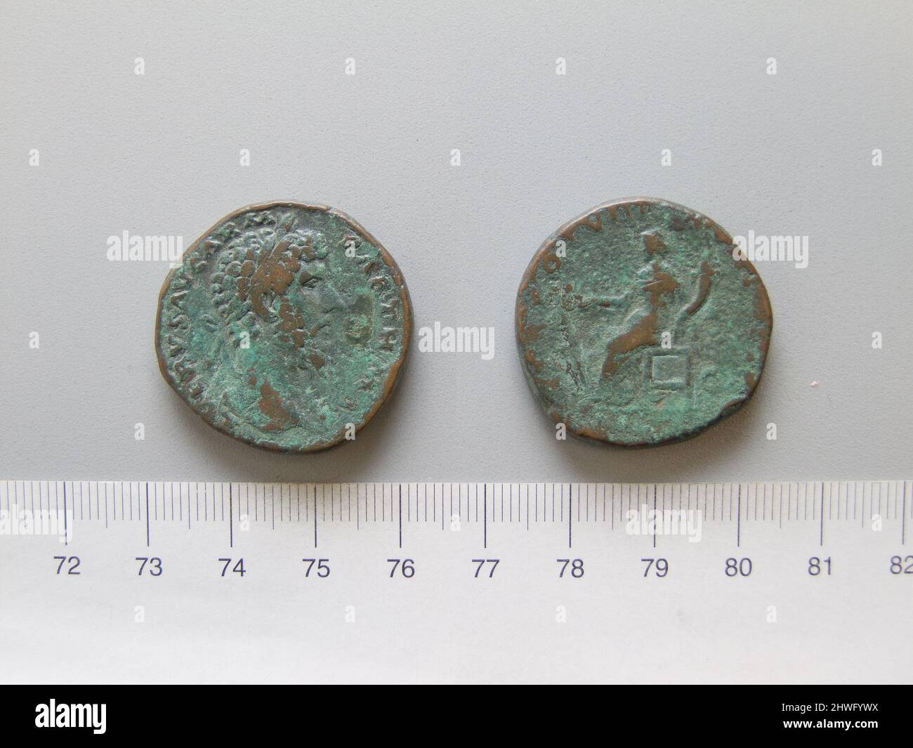 Sestertius de Lucius Verus, co-empereur de Rome de Rome. Souverain: Lucius Verus, empereur de Rome, A.D. 130–169, règle 161–69 monnaie: Rome artiste: Inconnu Banque D'Images