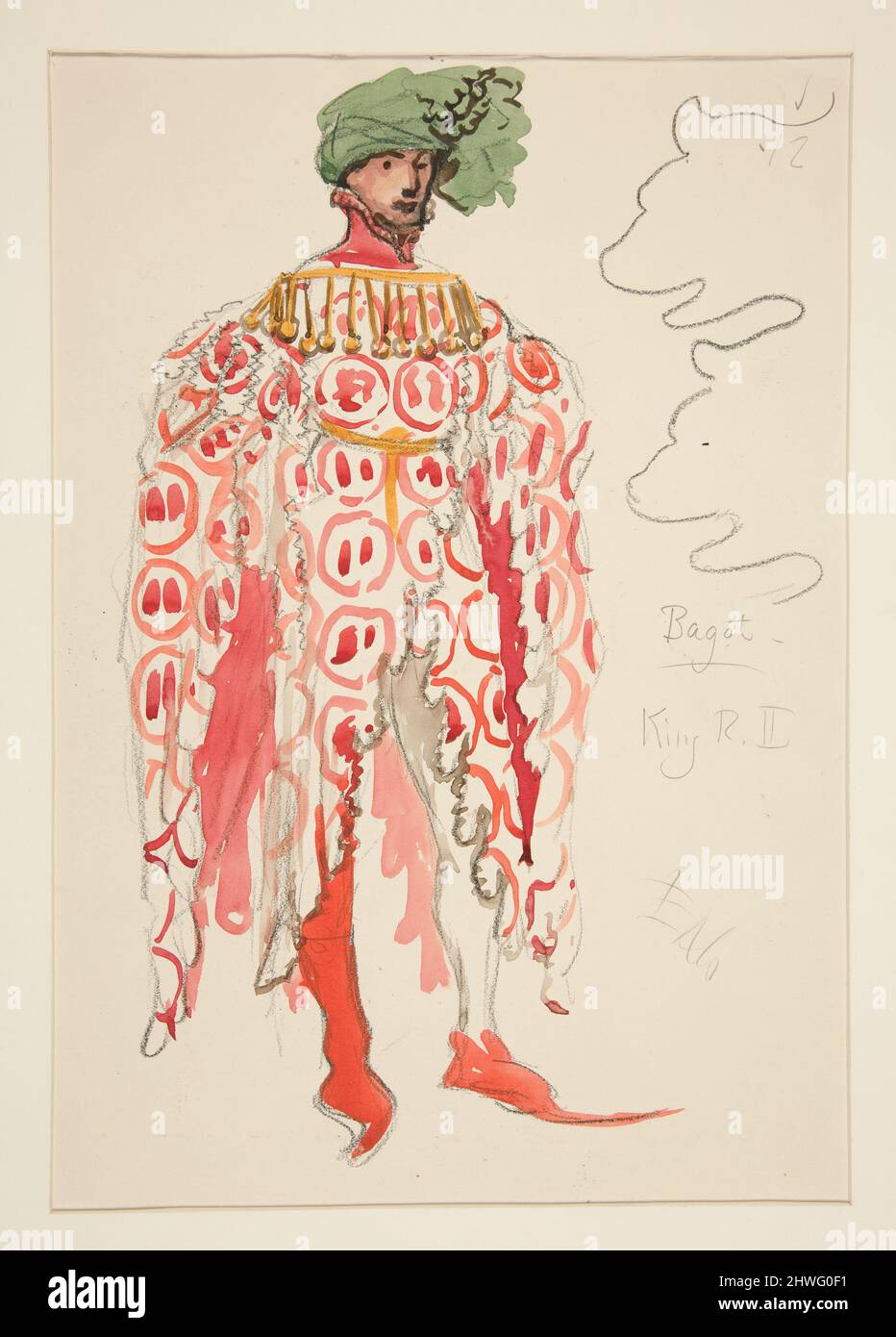 Bagot, croquis de costume pour la production planifiée du roi Richard II de Henry Irving Artiste: Edwin Austin Abbey, cuisine américaine, 1852–1911, M.A. (HON.) 1897 Banque D'Images