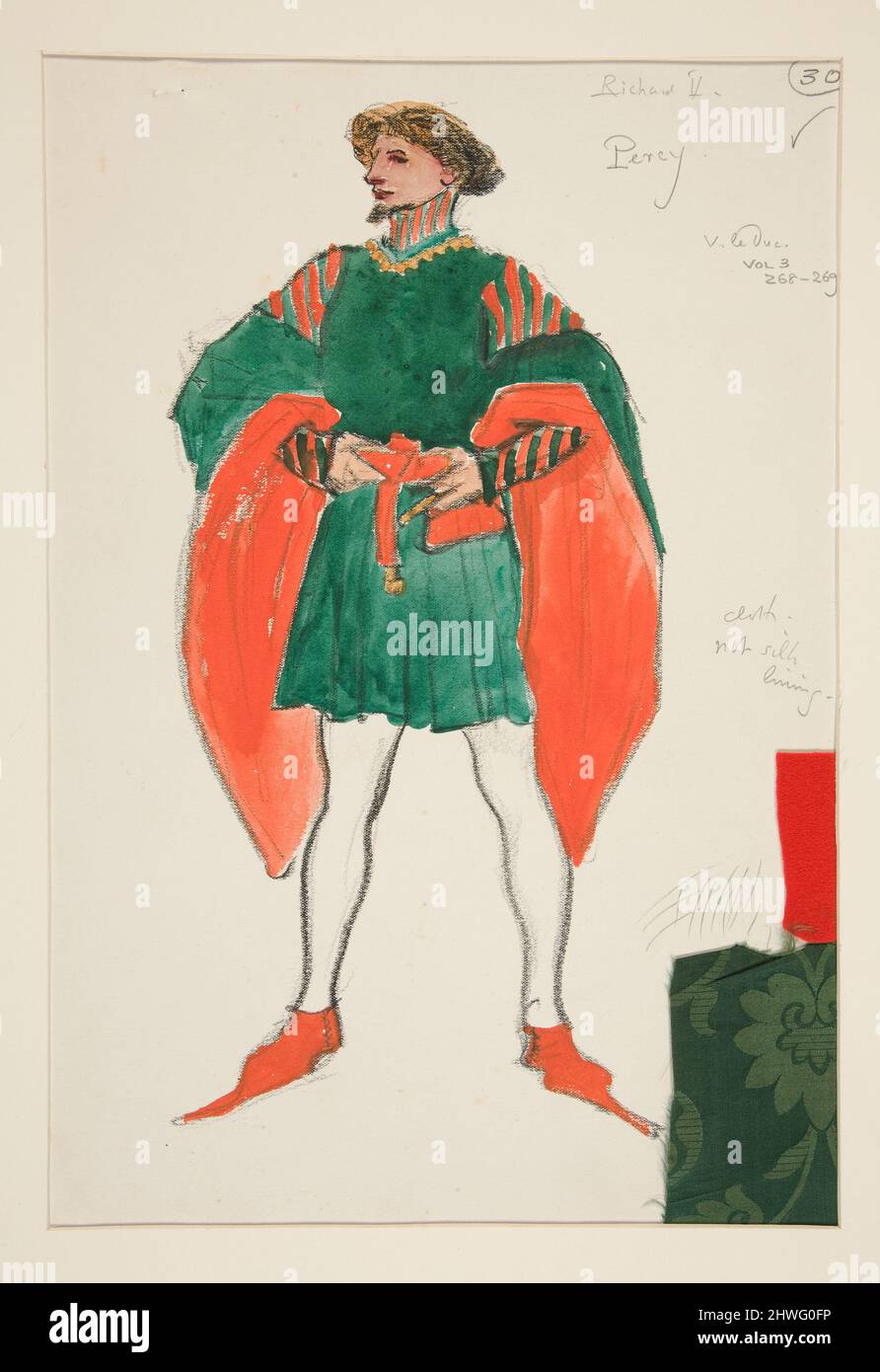 Percy, croquis de costume pour la production planifiée du roi Richard II de Henry Irving Artiste: Edwin Austin Abbey, cuisine américaine, 1852–1911, M.A. (HON.) 1897 Banque D'Images