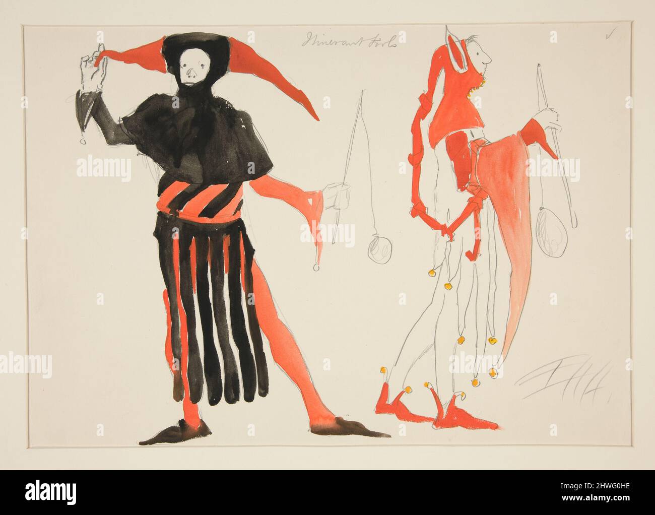 Fools, croquis de costume pour la production planifiée du roi Richard II de Henry Irving Artiste: Edwin Austin Abbey, cuisine américaine, 1852–1911, M.A. (HON.) 1897 Banque D'Images