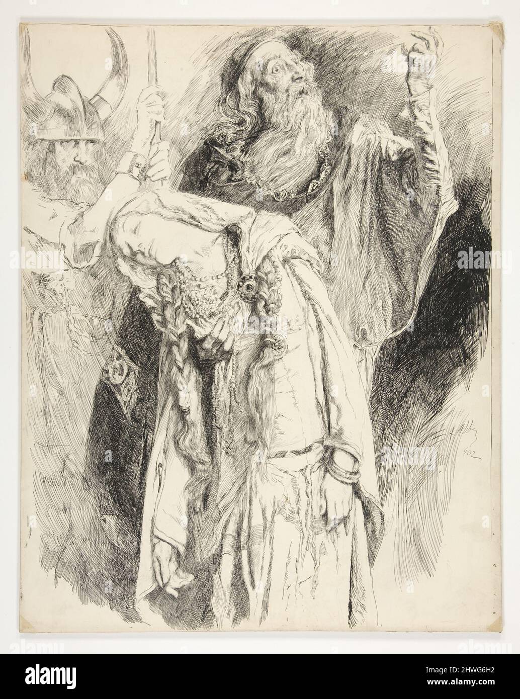 Lear avec Cordelia mort dans ses bras, ACT V, scène iii, Roi Lear. Artiste: Edwin Austin Abbey, cuisine américaine, 1852–1911, M.A. (HON.) 1897 Banque D'Images