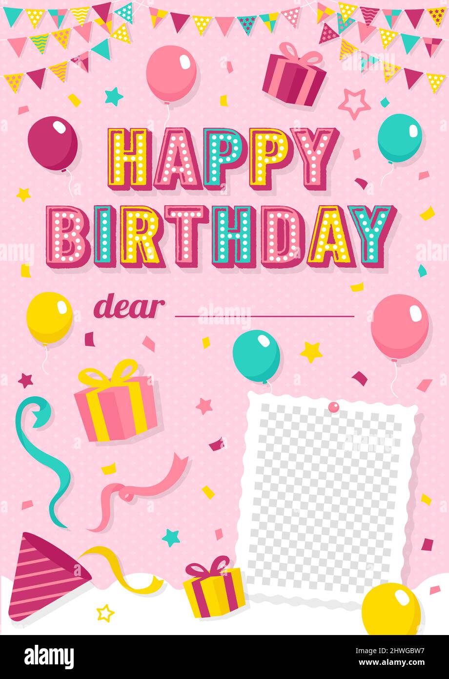 Illustration vectorielle de carte de vœux de joyeux anniversaire (avec un espace où vous pouvez écrire votre nom librement) Illustration de Vecteur