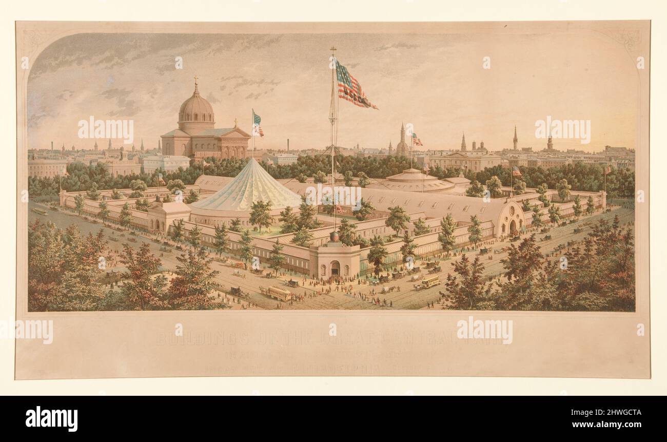 Bâtiments de la grande foire centrale/ à l'aide de la U.S. Sanitation Commission/ Logan Square, Philadelphie, juin 1864. Lithographe: Inconnu Banque D'Images