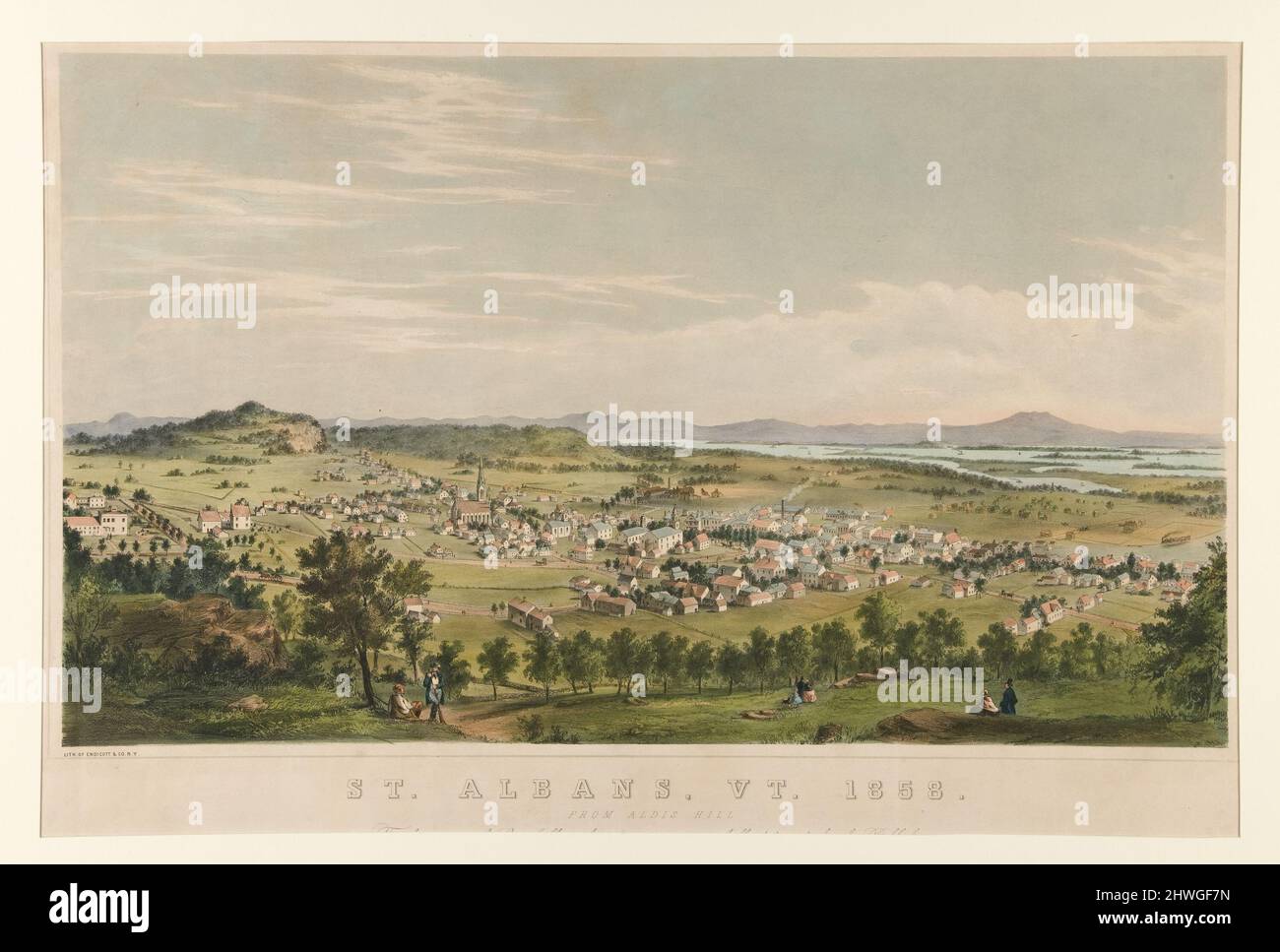 St. Albans, 1858. Depuis Aldis Hill... Lithographe: Unknown Publisher: Endicott & Co., New York, 19th Century Banque D'Images