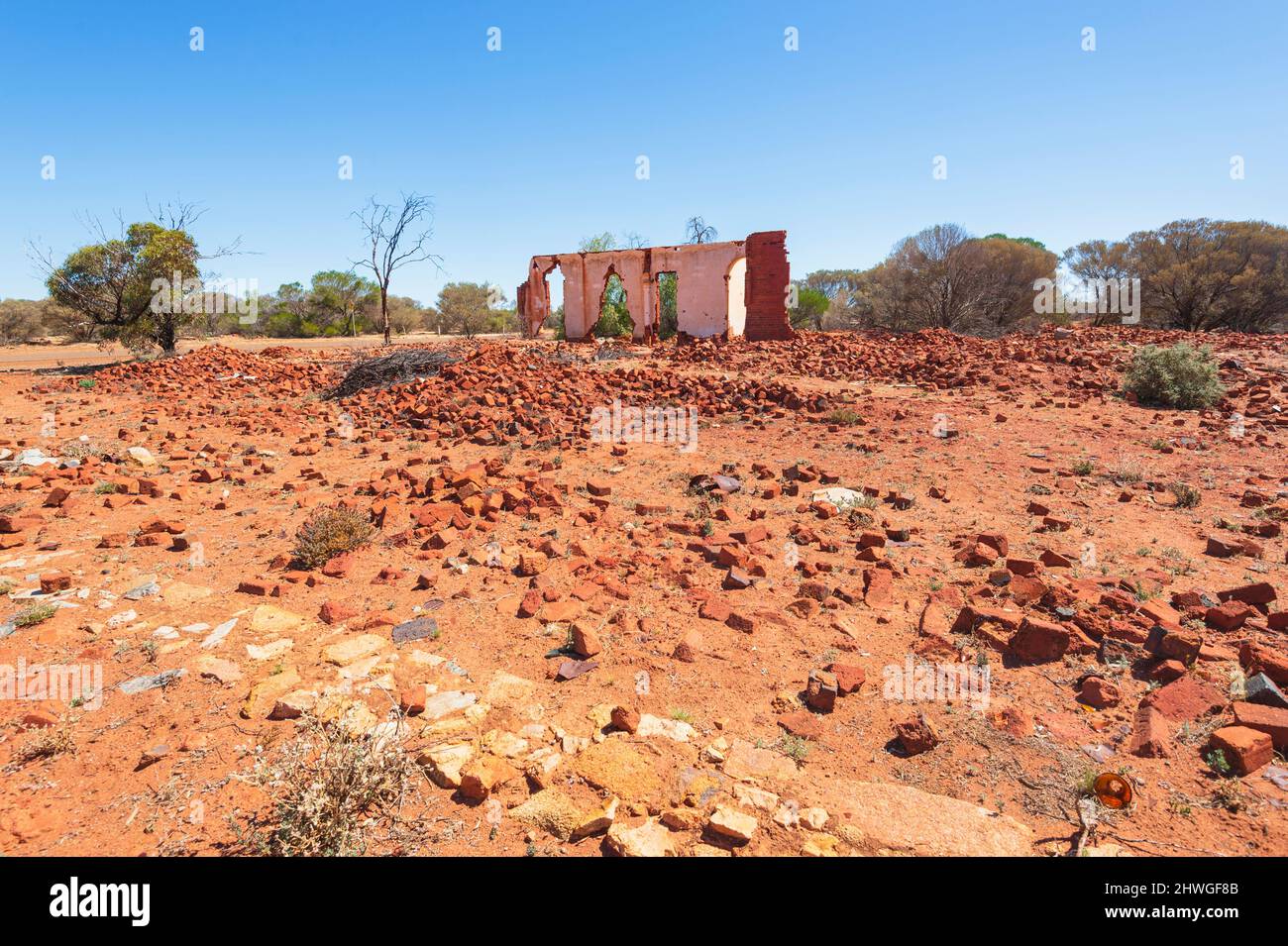 Hôtel Ruins dans la ville fantôme vivante de Kookynie, Outback australien, près de Kalgoorlie, Australie occidentale, WA, Australie Banque D'Images