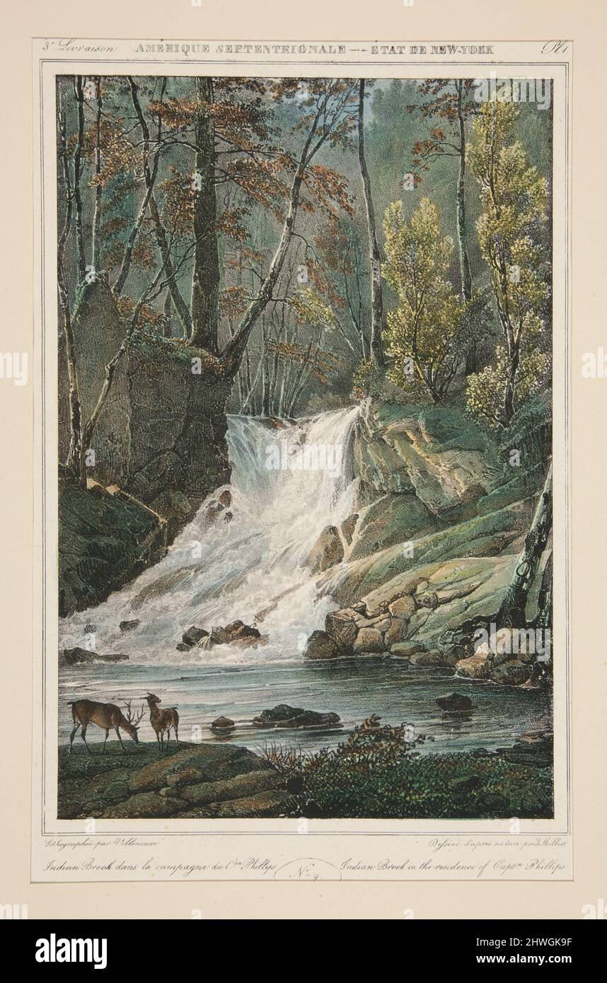 Indian Brook dans la résidence de Captn. Phillips. Lithographe : Louise-Jules-Frédéric Villeneuve, français, 1796–1842After : Jacques Gerard Milbert, français, 1766–1840 Banque D'Images