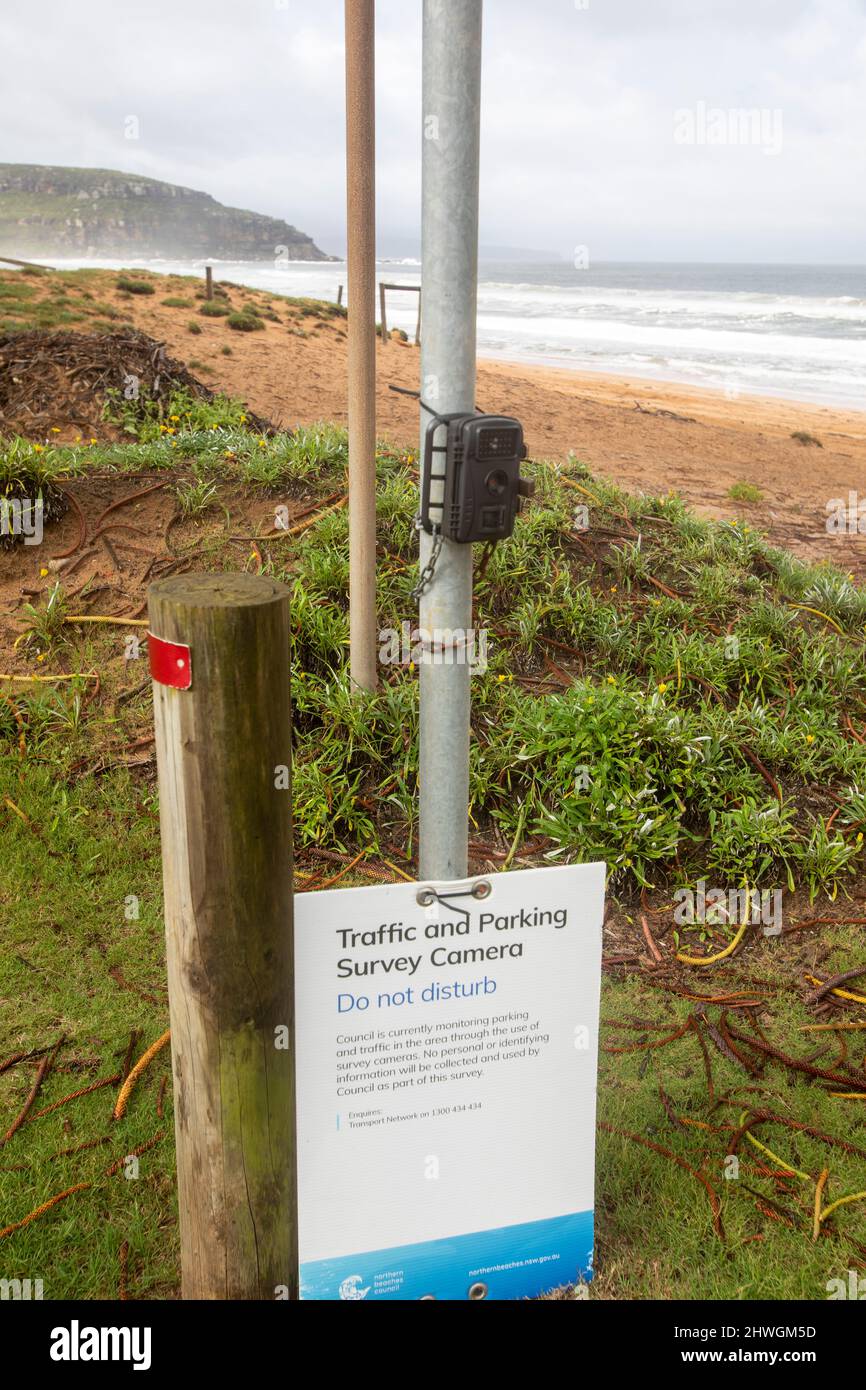 Le Conseil a exploité une caméra d'enquête sur la circulation et le stationnement à Palm Beach à Sydney, en Nouvelle-Galles du Sud, en Australie Banque D'Images