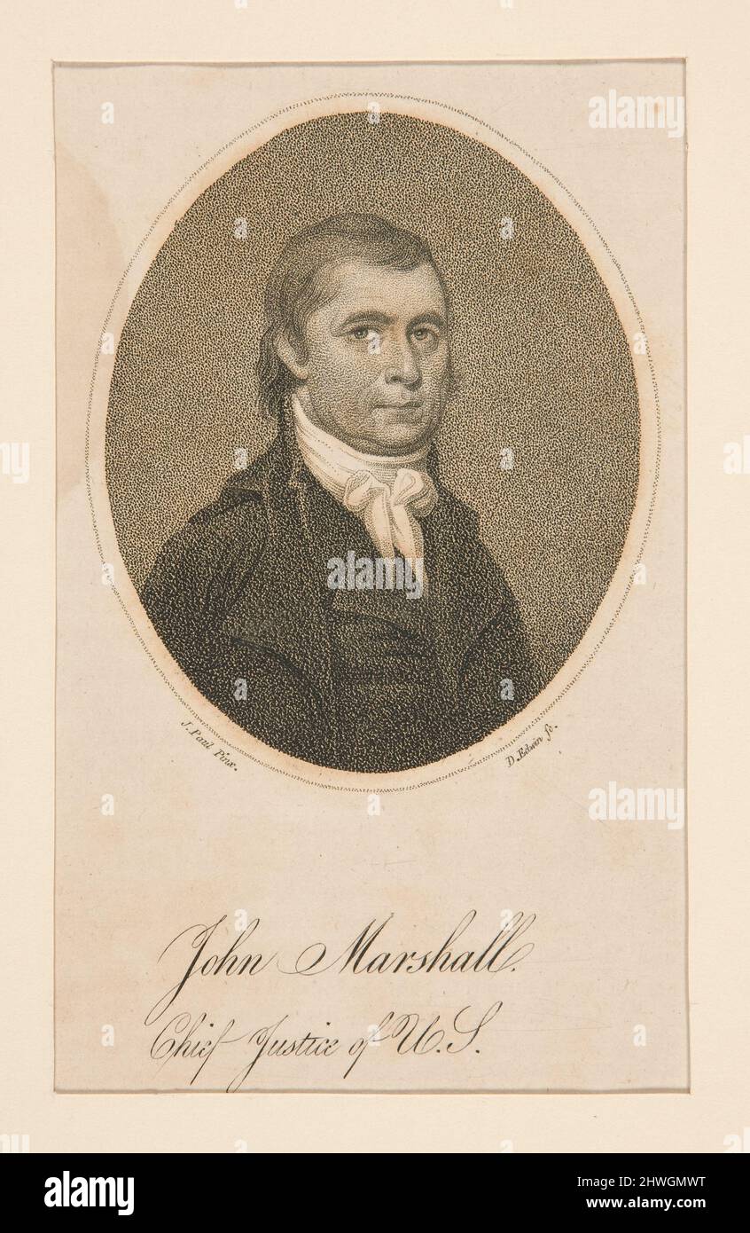 John Marshall / juge en chef des États-Unis. Graveur: David Edwin, américain, né en Angleterre, 1776–1841After: Jeremiah Paul, américain, 1775/76-1820 Banque D'Images