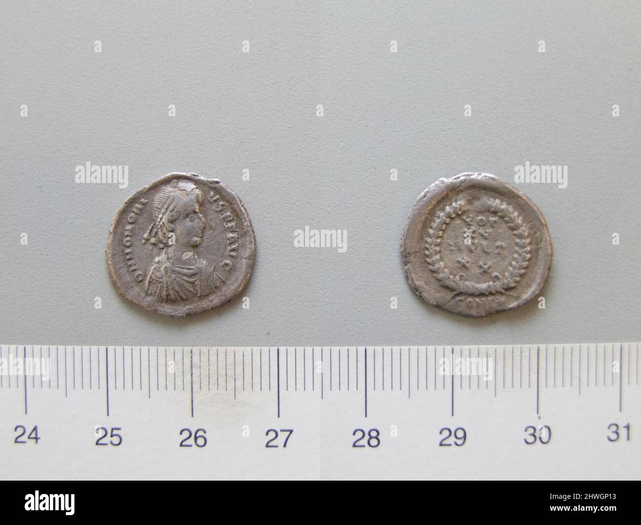 1 Siliqua de Honoreus, Flavius, empereur de Rome de Constantinople. Souverain: Honorius, Flavius, empereur de Rome, A.D. 384–423, règle 393–423 monnaie: Constantinople artiste: Inconnu Banque D'Images