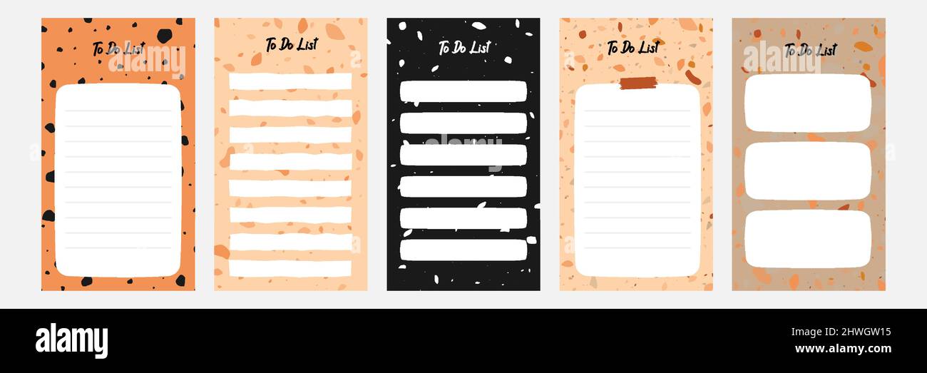 Définir la collection de tâches colorées liste de vérification vide planning hebdomadaire quotidien. Convient à la mise en page de modèle de bannière Web d'histoires de médias sociaux avec abstra Illustration de Vecteur