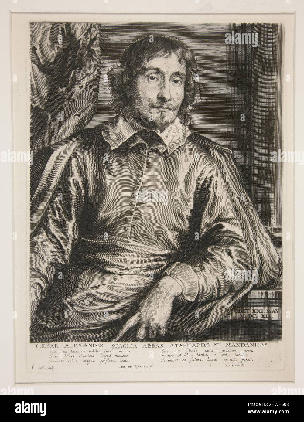 Portrait d'Abbe César Alexander Scaglia. Graveur: Paulus Pontius, flamand, 1603–1658After: Anthony van Dyck, flamand, 1599–1641 Banque D'Images