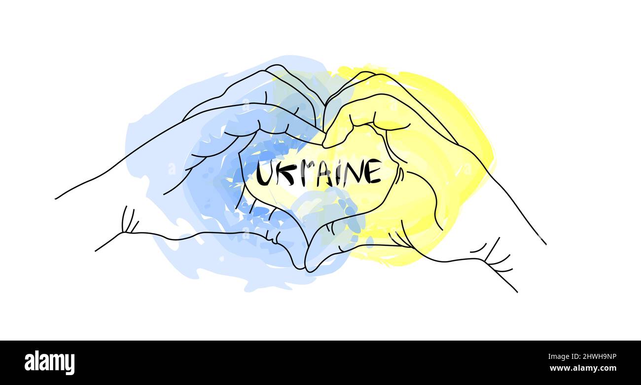 Séjournez en Ukraine. Autocollants vectoriels en soutien à l'Ukraine. Fond jaune-bleu, imprimé t-shirt. Le concept d'arrêter la guerre Illustration de Vecteur