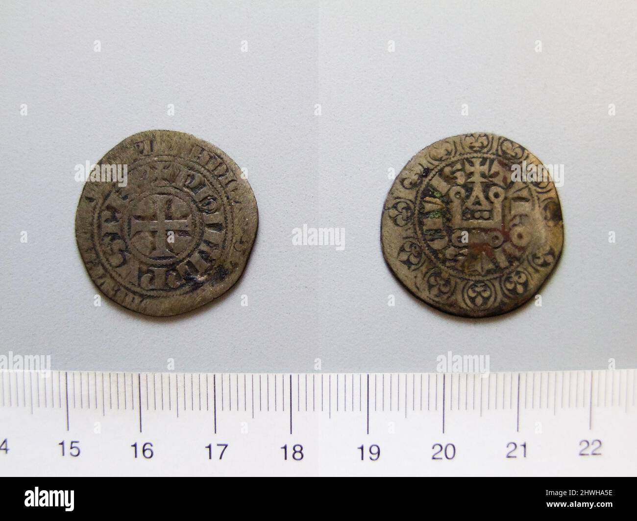Gros of King Philip V de Tours. Règle: Roi Philip V, 1316–1322 monnaie: Tours artiste: Inconnu Banque D'Images