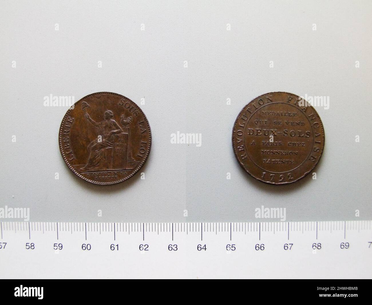 2 Sols Token de la Révolution française. Menthe: Paris artiste: Inconnu Banque D'Images