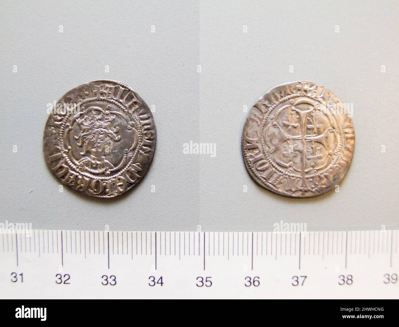 2 Reales d'Alphonzo V, roi d'Aragon de Majorque. Règle: Alfonso V, roi d'Aragon, 1396–1458, règle 1416–58 monnaie: Majorque artiste: Inconnu Banque D'Images