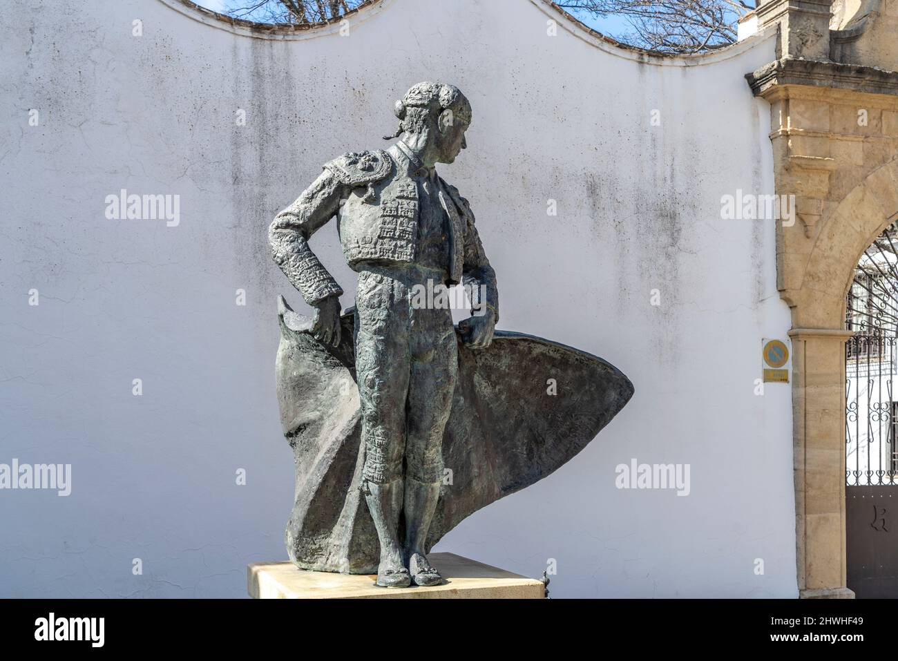 Statue de Torero Cayetano Ordonez, Ronda, Andalusien, Espagnol | Statue de Matador Cayetano Ordonez, Ronda, Andalousie, Espagne Banque D'Images