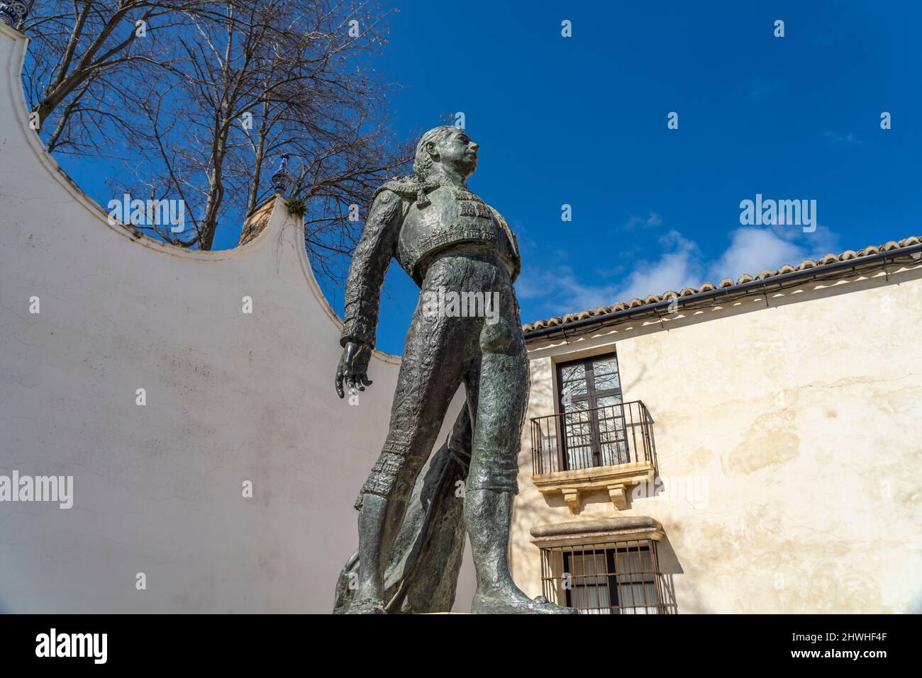 Statue de Torero Antonio Ordonez, Ronda, Andalusien, Espagnol | Statue de Matador Antonio Ordonez, Ronda, Andalousie, Espagne Banque D'Images