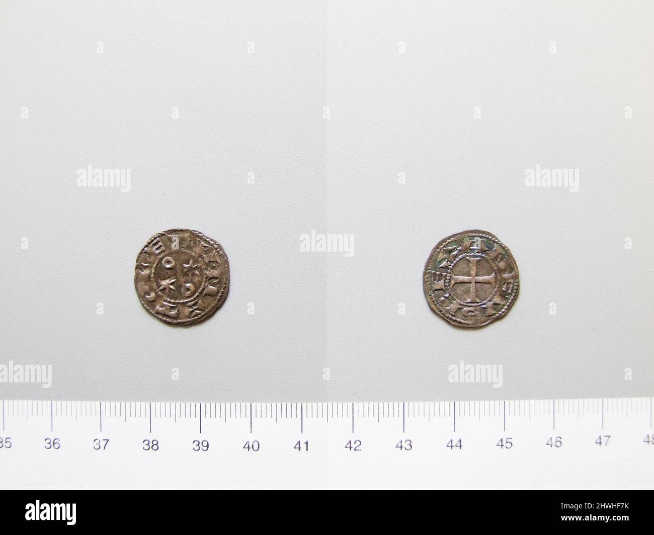 1 Dinero d'Alfonso VI, roi de Leon et Castille de Tolède. Souverain: Alfonso VI, roi de Leon et Castille, espagnol, 1072–1109 monnaie: Toledo artiste: Inconnu Banque D'Images