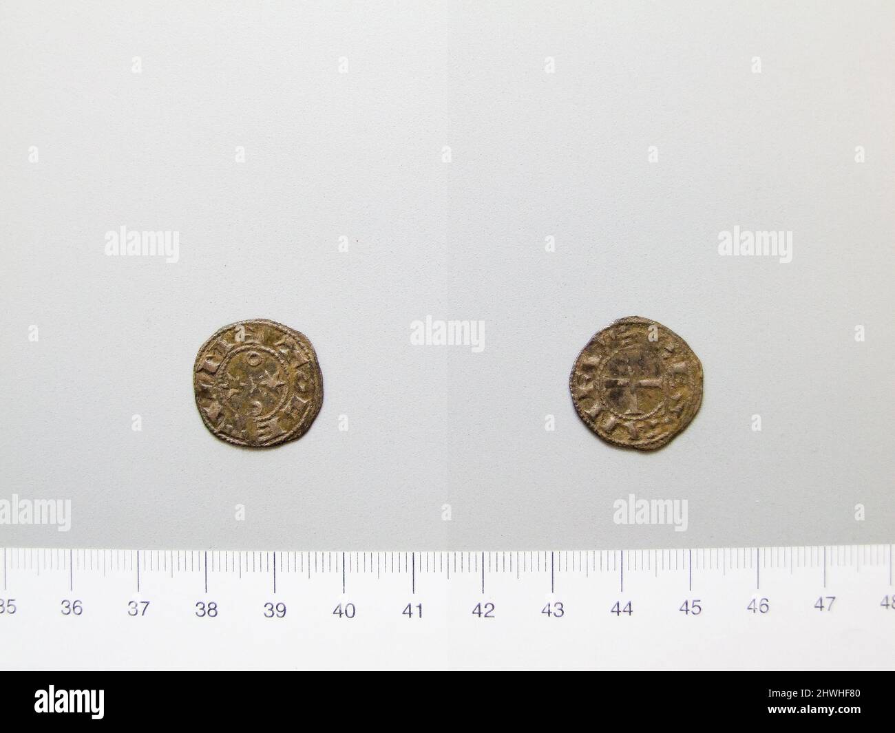 1 Dinero d'Alfonso VI, roi de Leon et Castille de Tolède. Souverain: Alfonso VI, roi de Leon et Castille, espagnol, 1072–1109 monnaie: Toledo artiste: Inconnu Banque D'Images