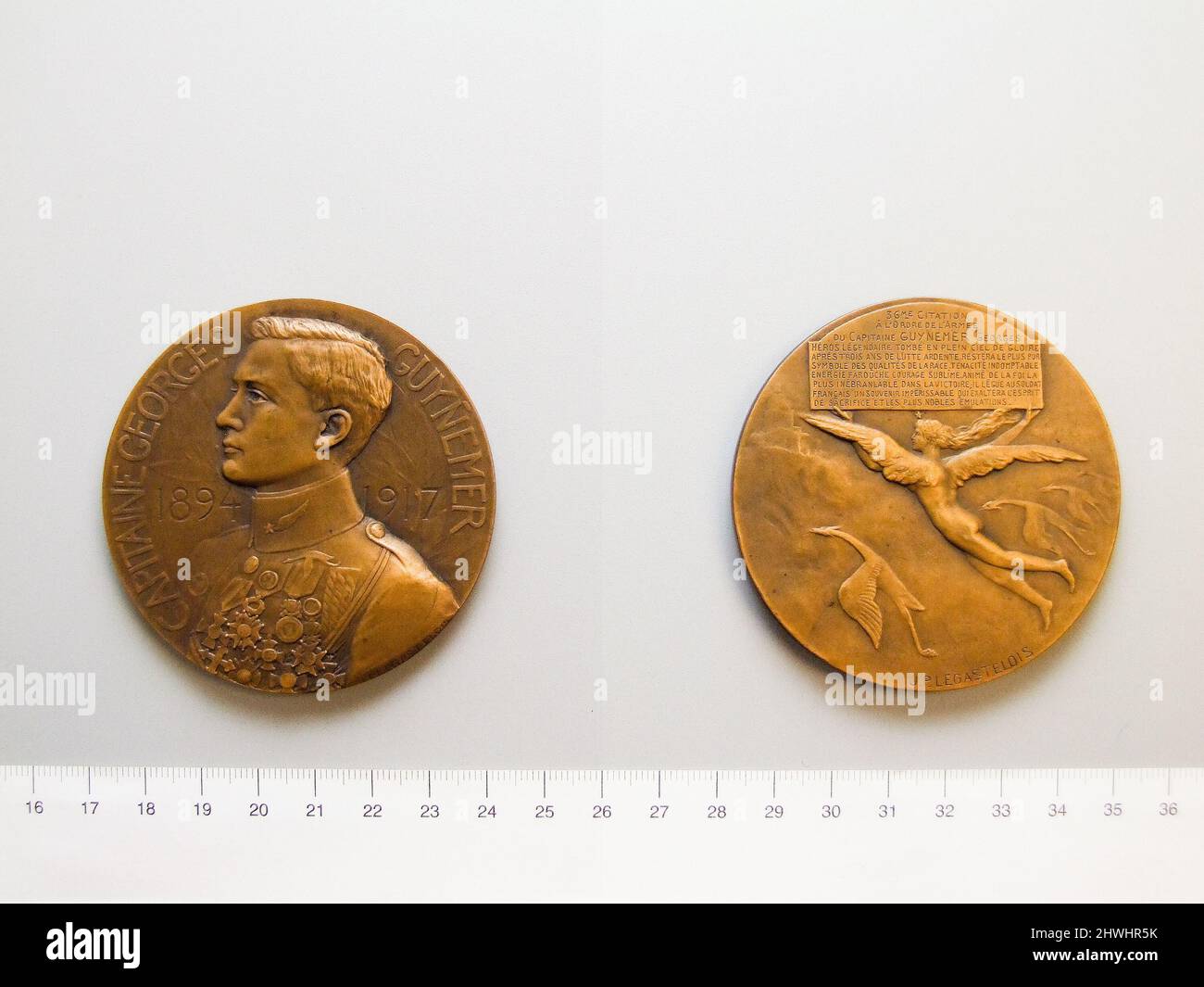 Médaille du capitaine Guynemer de France. Objet: Capt Georges Guynemer artiste: Jules Prosper Joseph Marie Edmond Legastelois, Français, 1855–1931 monnaie: Paris Banque D'Images