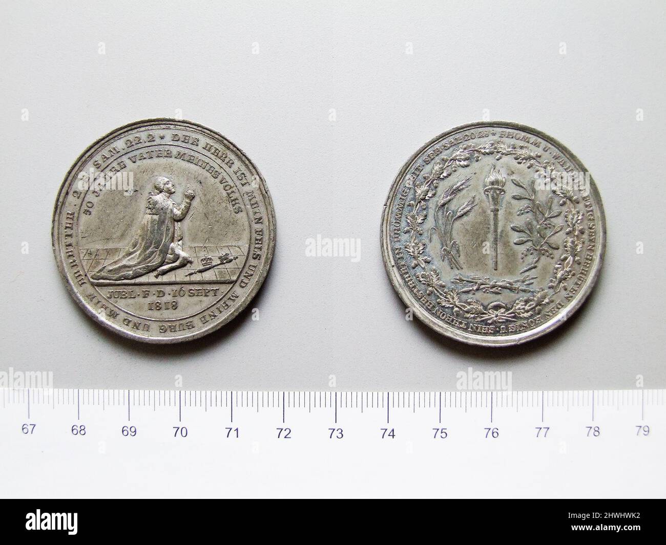 Médaille de 2 Samuel 22 2, 50 ans le Père de mon peuple. Artiste : inconnu Banque D'Images