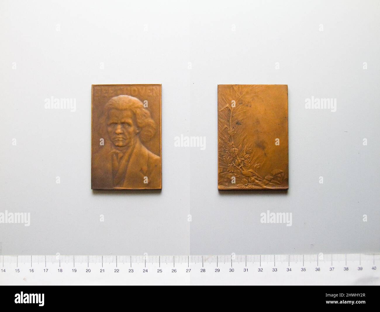 Plaquette de bronze de Ledwig van Beethoven d'Allemagne. Sujet : Ludwig van Beethoven, allemand, 1770–1827 artiste : Abel Lafleur Banque D'Images