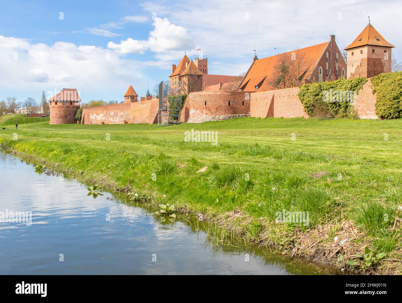 Le plus grand château du monde par terre, classé au patrimoine mondial de l'UNESCO, le château de Malbork est un merveilleux exemple de forteresse teutonique Banque D'Images