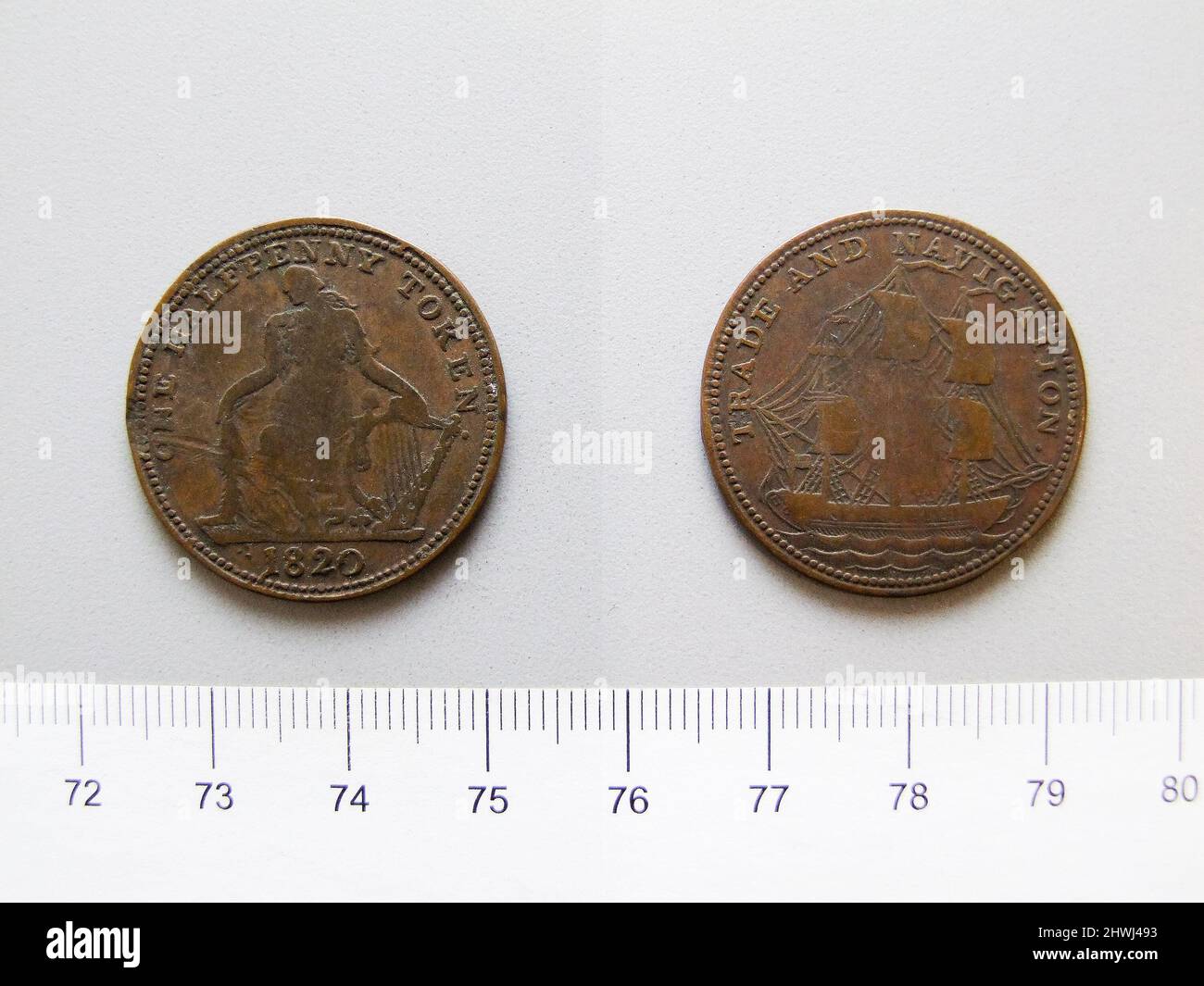 Halfpenny Token de Grande-Bretagne. Menthe : inconnue Banque D'Images