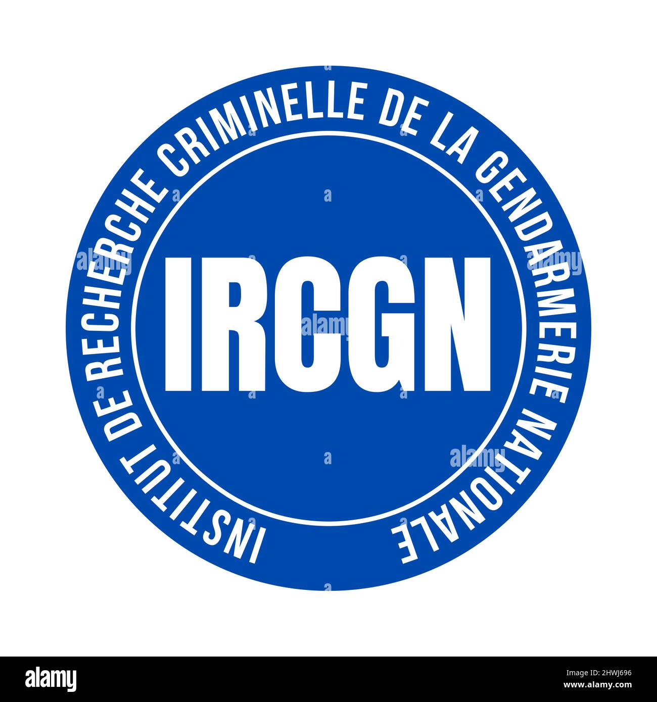 Département de médecine légale du symbole de la gendarmerie nationale française appelé IRCGN institut de recherche criminelle de la gendarmerie nationale en fre Banque D'Images