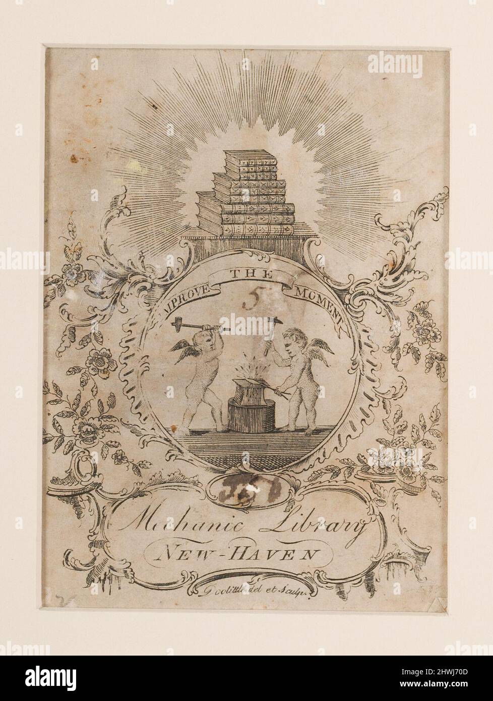 [Bibliothèque de mécaniciens, New Haven]. Artiste: Amos Doolittle, cuisine américaine, 1754–1832 Banque D'Images