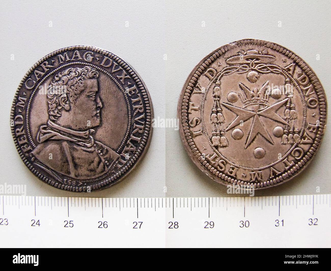 1 Piastra de Ferdinando de’ Medici de Florence. Souverain: Ferdinando de’ Medici, Italien, 1549–1609 monnaie: Florence Banque D'Images
