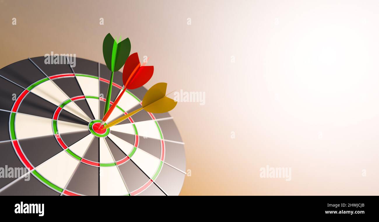 Concours de destination réussi et gagnant, gagnant de dartboard et de prendre un leadership, avec succès business et gagnant inspiration concept, 3D Ill Banque D'Images