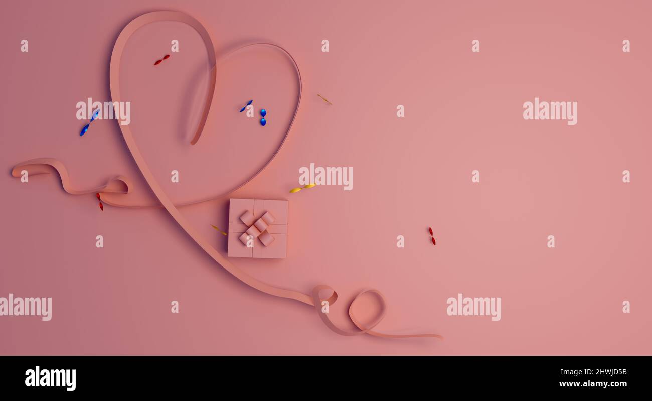 Papier peint abstrait de Saint-Valentin et conception d'affiches, rendu de 3D illustrations Banque D'Images