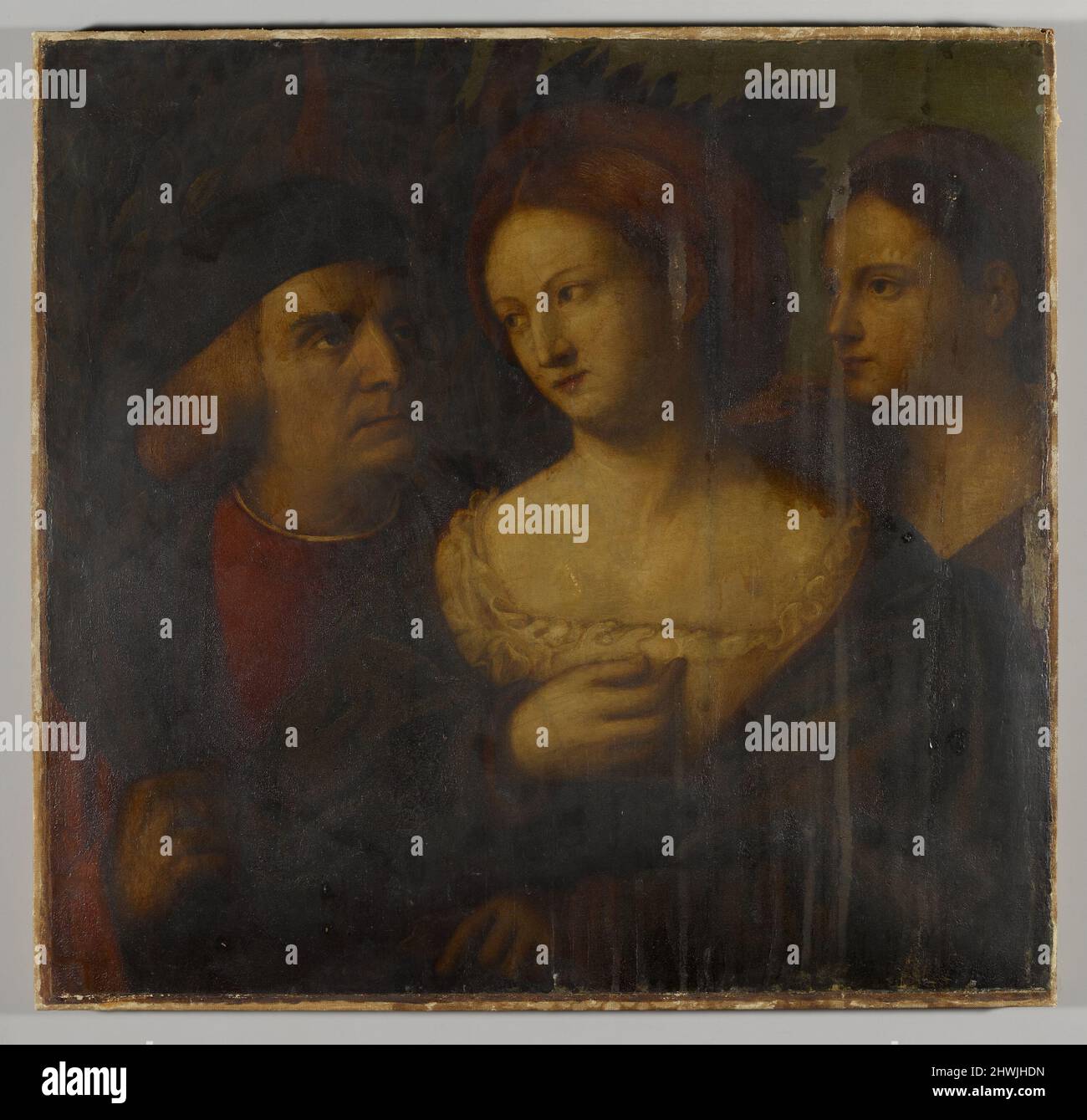 Un noble vénitien et deux femmes. Artiste: Jacopo il Vecchio Palma, Italien, Venise, 1480–1528 Banque D'Images