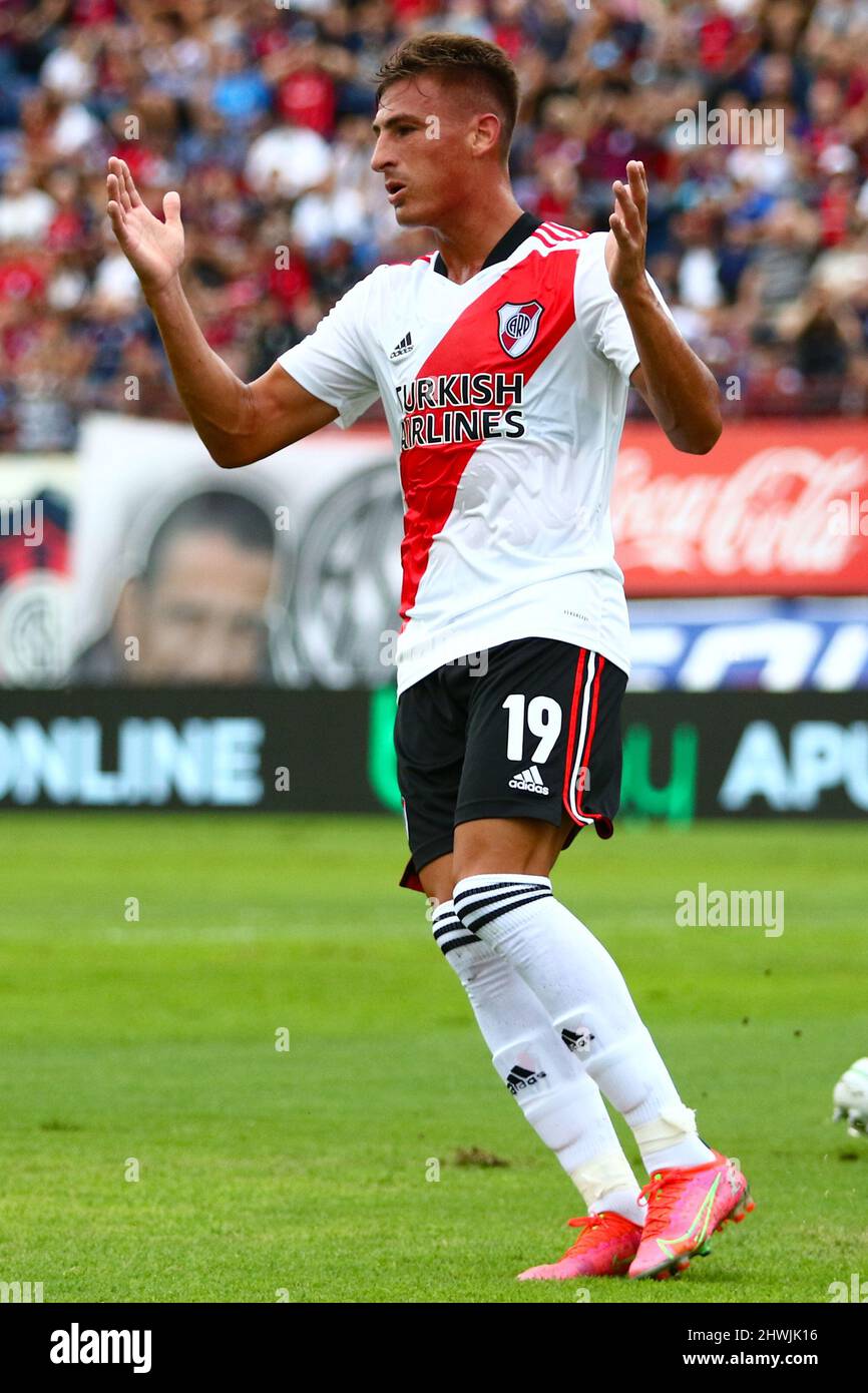 BUENOS AIRES, 05.03.2022: San Lorenzo et River plate jouent le derby de la partie 5th de la coupe Argentine de la Ligue de football au stade Nuevo Gasómetro. Banque D'Images