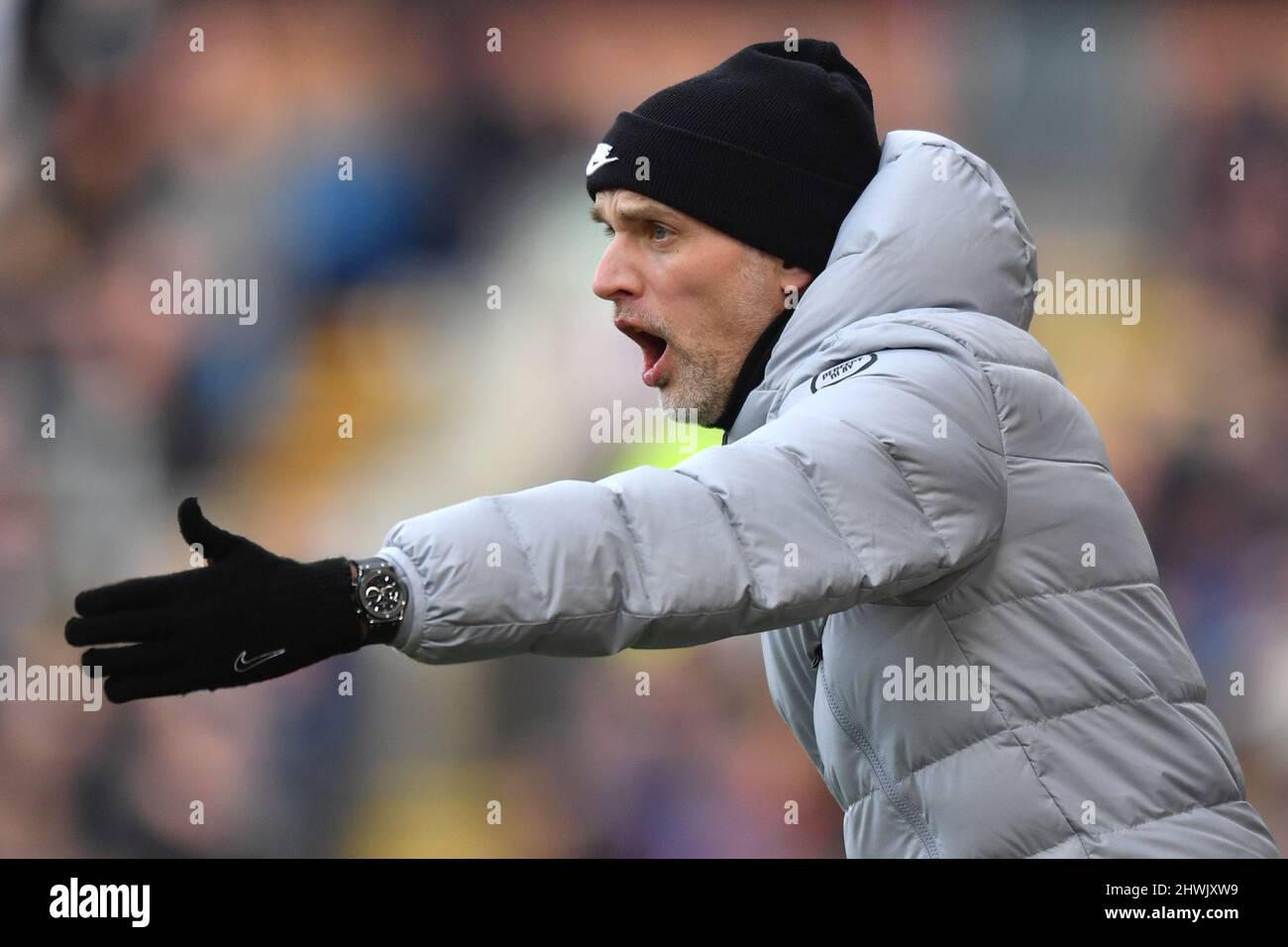 Thomas Tuchel, directeur de Chelsea, lors du match de la Premier League entre Burnley FC et Chelsea FC à Turf Moor, Burnley, Royaume-Uni. Date de la photo: Samedi 5 mars 2022. Le crédit photo devrait se lire: Anthony Devlin Banque D'Images