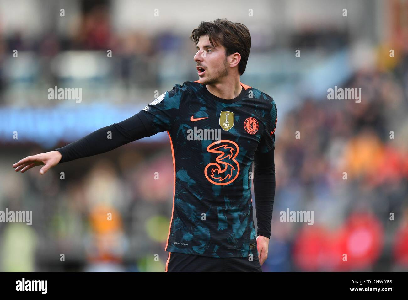 Mason Mount de Chelsea pendant le match de la Premier League entre le Burnley FC et le Chelsea FC à Turf Moor, Burnley, Royaume-Uni. Date de la photo: Samedi 5 mars 2022. Le crédit photo devrait se lire: Anthony Devlin Banque D'Images