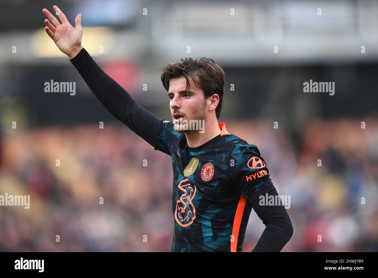 Mason Mount de Chelsea pendant le match de la Premier League entre le Burnley FC et le Chelsea FC à Turf Moor, Burnley, Royaume-Uni. Date de la photo: Samedi 5 mars 2022. Le crédit photo devrait se lire: Anthony Devlin Banque D'Images