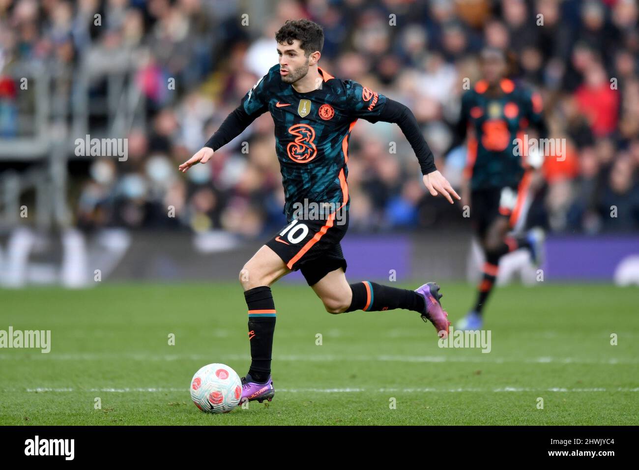 Christian Pulisic de Chelsea pendant le match de la première ligue entre le Burnley FC et le Chelsea FC à Turf Moor, Burnley, Royaume-Uni. Date de la photo: Samedi 5 mars 2022. Le crédit photo devrait se lire: Anthony Devlin Banque D'Images