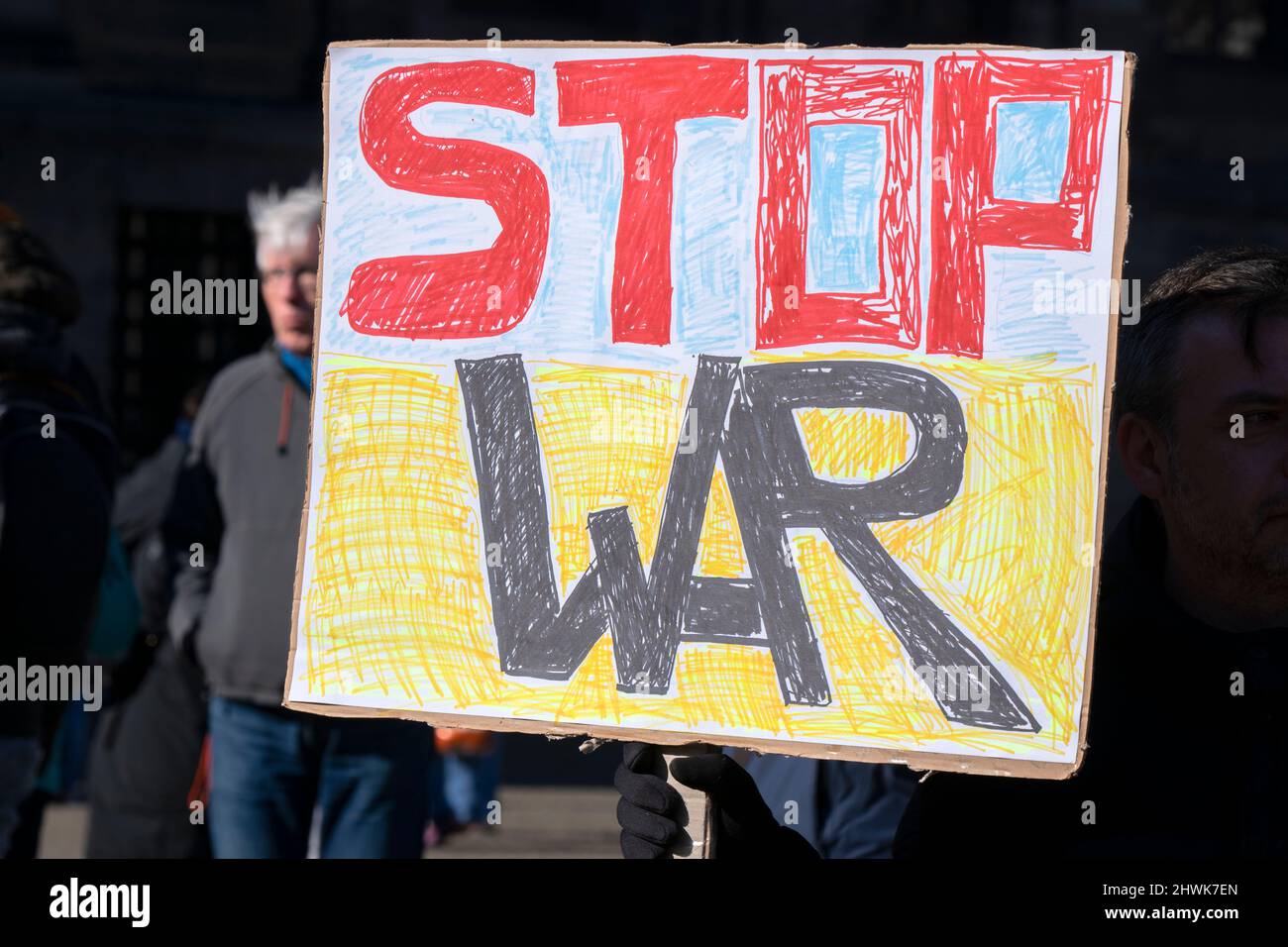 Panneau publicitaire Stop War à la démonstration de PAX contre la guerre en Ukraine à Amsterdam pays-Bas 6-3-2022 (3) Banque D'Images